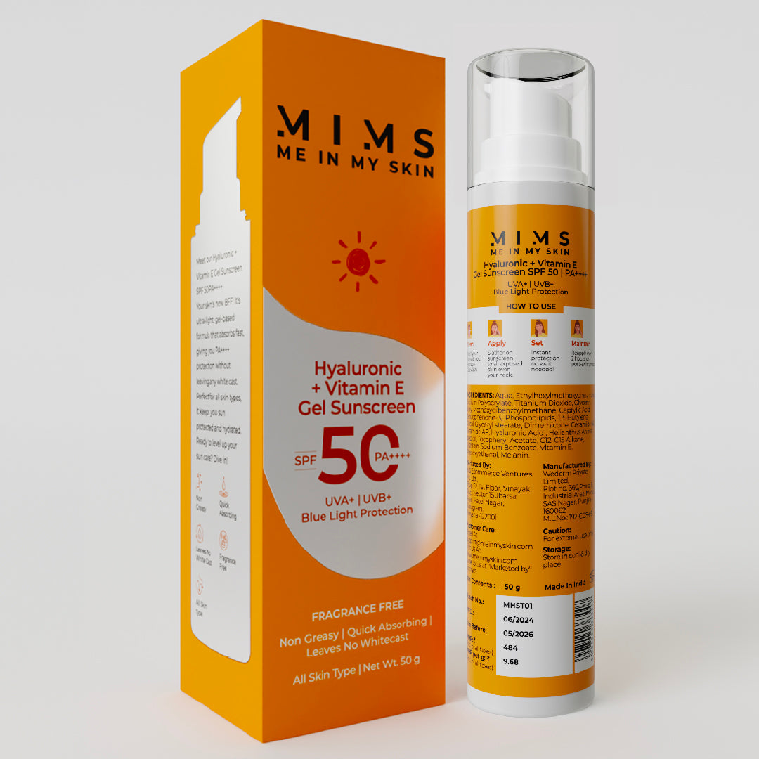 Hyaluronic + Vitamin E gel Sunscreen | SPF 50 PA++++