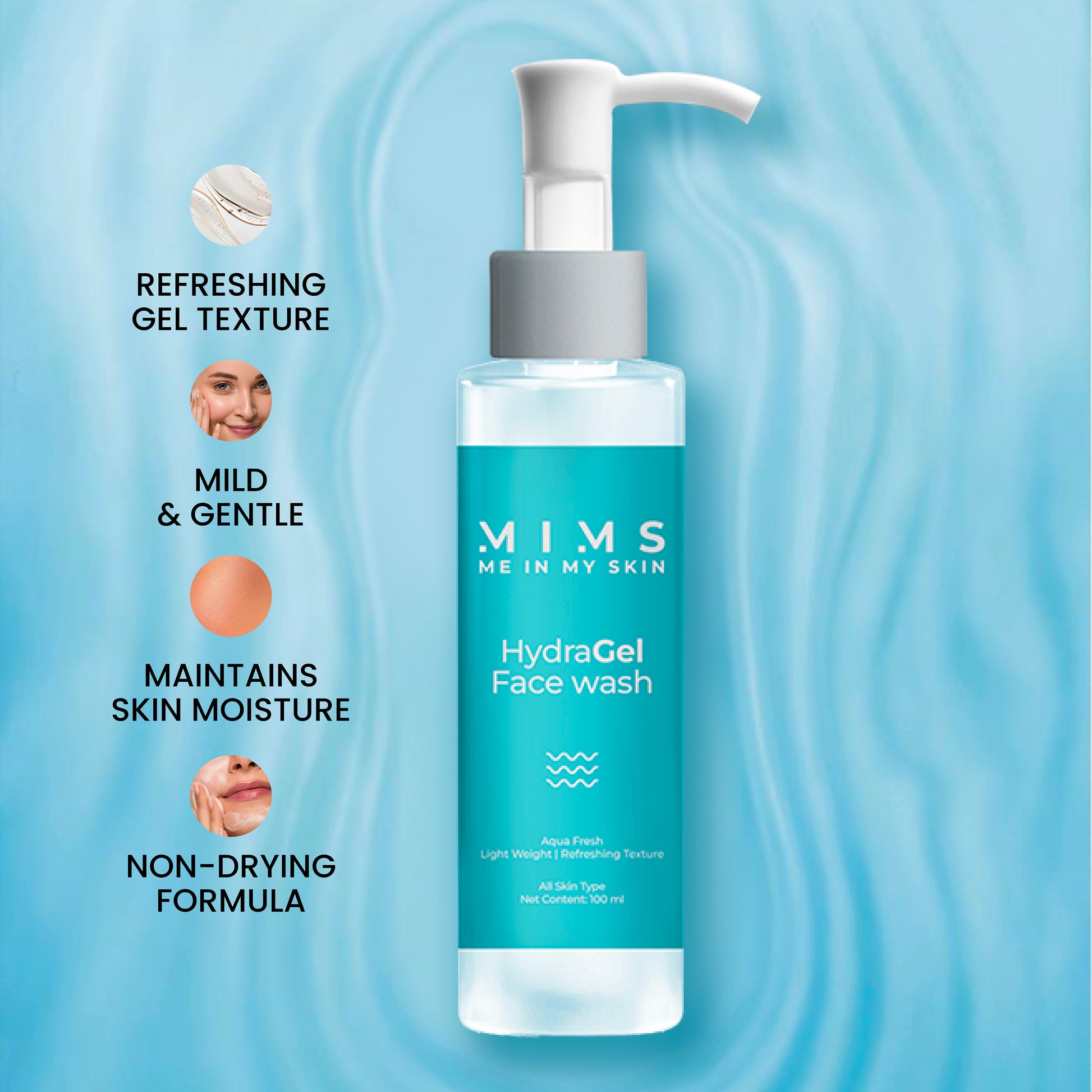ME IN MY SKIN Hydra Gel Facewash – lightweight, refreshing, non-drying, and hydrating facewash for all skin types