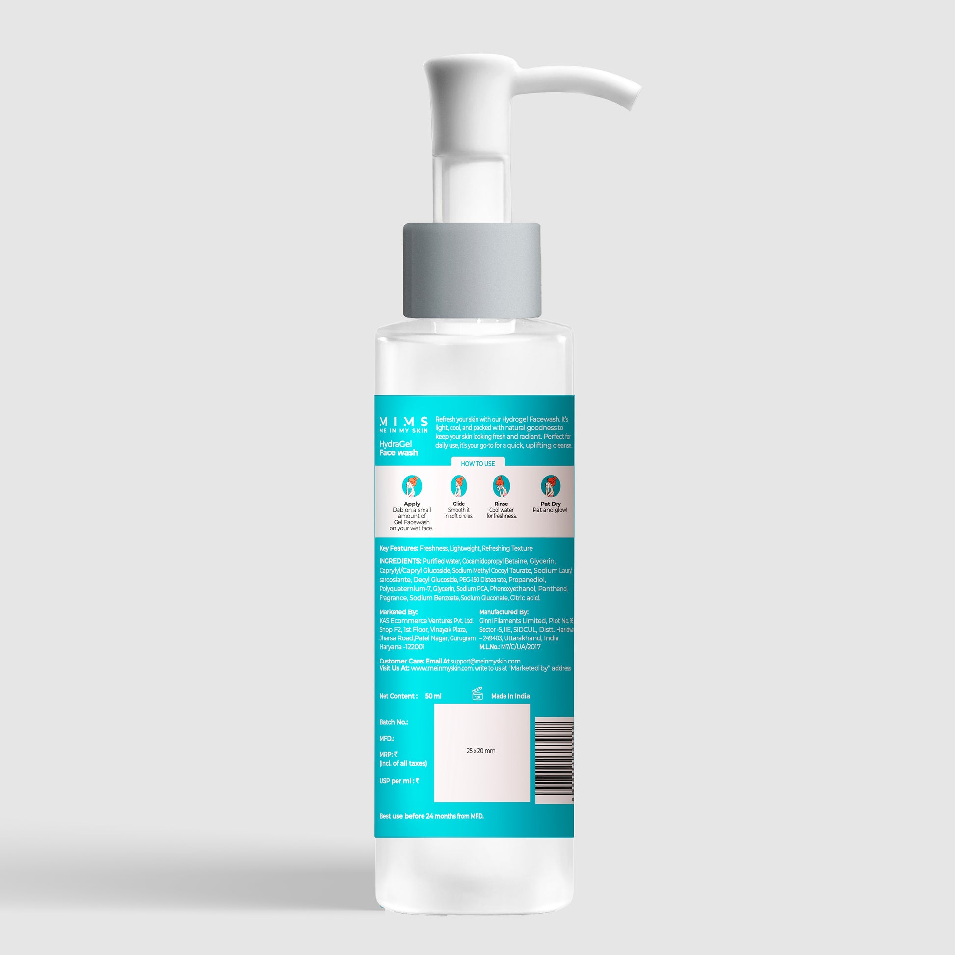 Hydragel Facewash back bottle Image